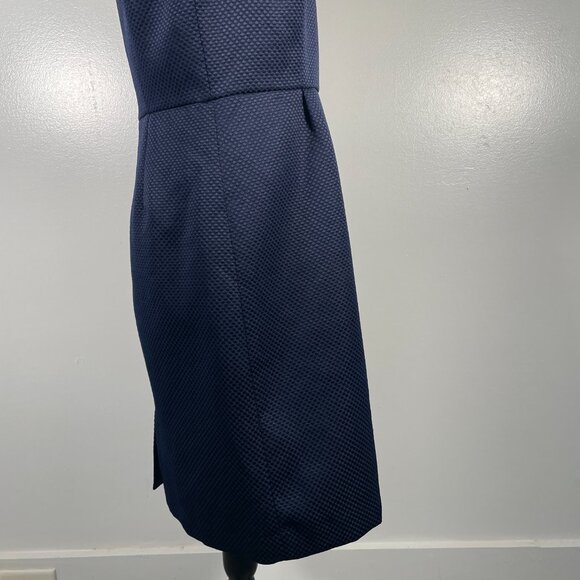 Banana Republic Navy Blue Crew Neck Textured Sleeveless Knee length Dress 8 - Picture 13 of 15